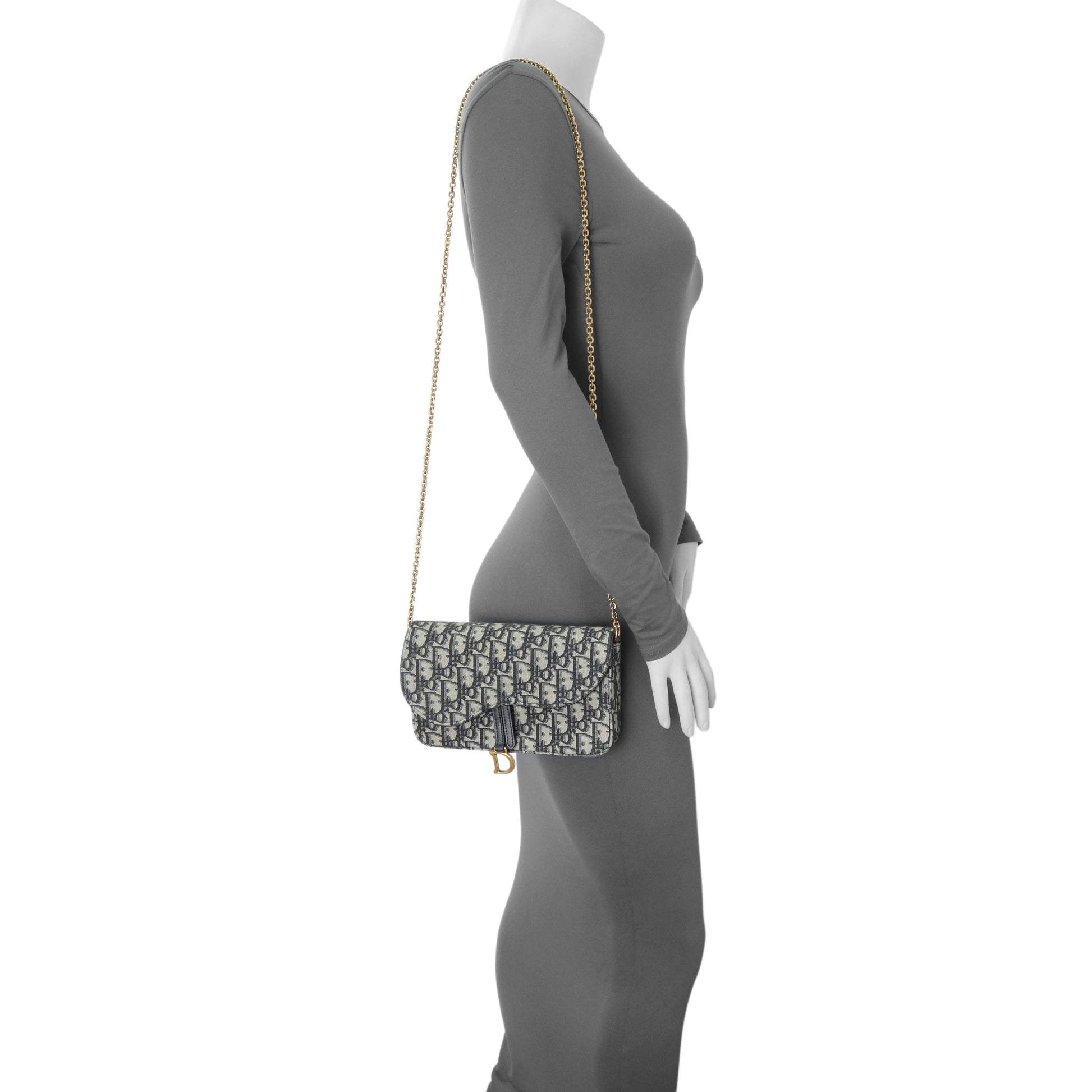 Exclusive Christian Dior Oblique Saddle Pouch with Chain — Alternate View 7