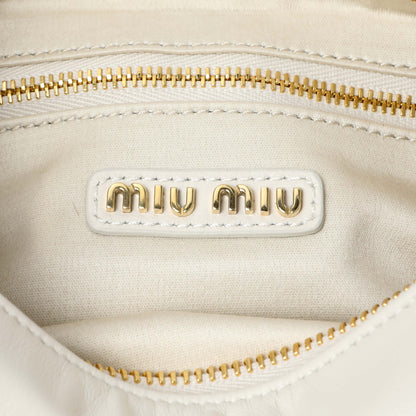 Exclusive Miu Miu White Nappa Leather Multi Pocket Hobo Bag — Detail View