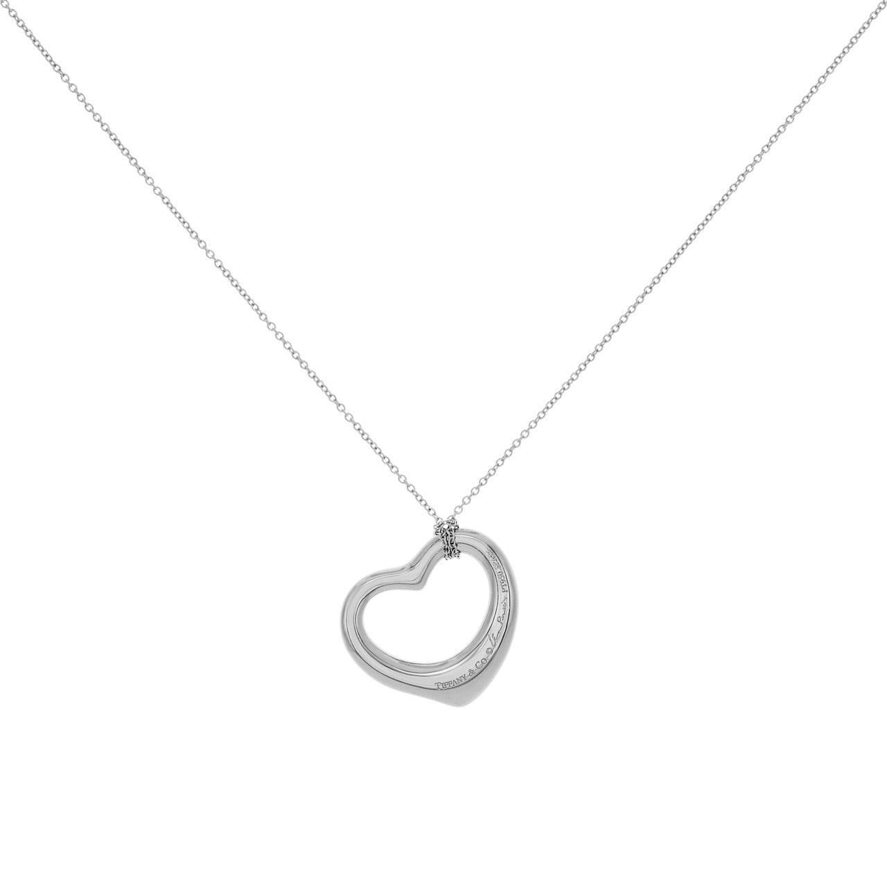 Exclusive Tiffany & Co. Platinum Diamond 22mm Open Heart Pendant — Side View
