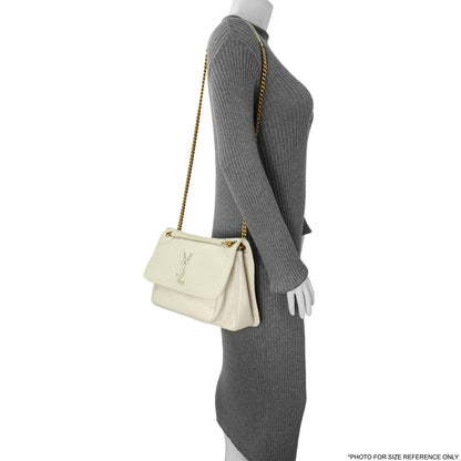 Exclusive Saint Laurent White Lambskin Matelasse Monogram Medium Niki Chain Satchel — Alternate View 13