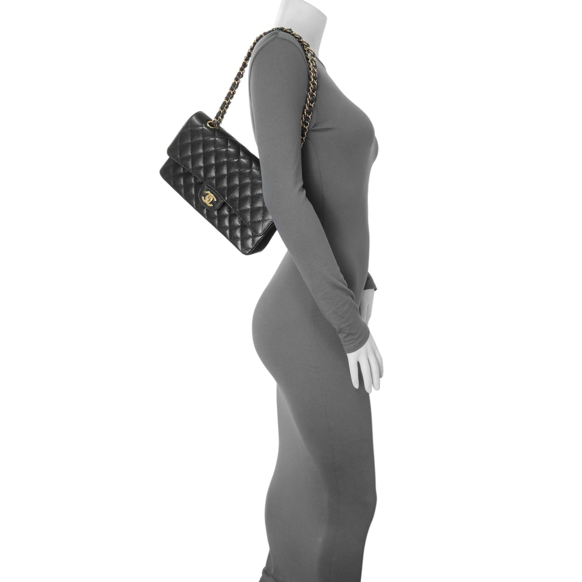 Exclusive Chanel Black Caviar Medium Double Flap — Alternate View 7