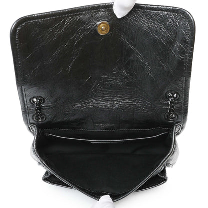 Exclusive Saint Laurent Black Crinkled Calfskin Matelasse Monogram Baby Niki Chain Satchel — Alternate View 8