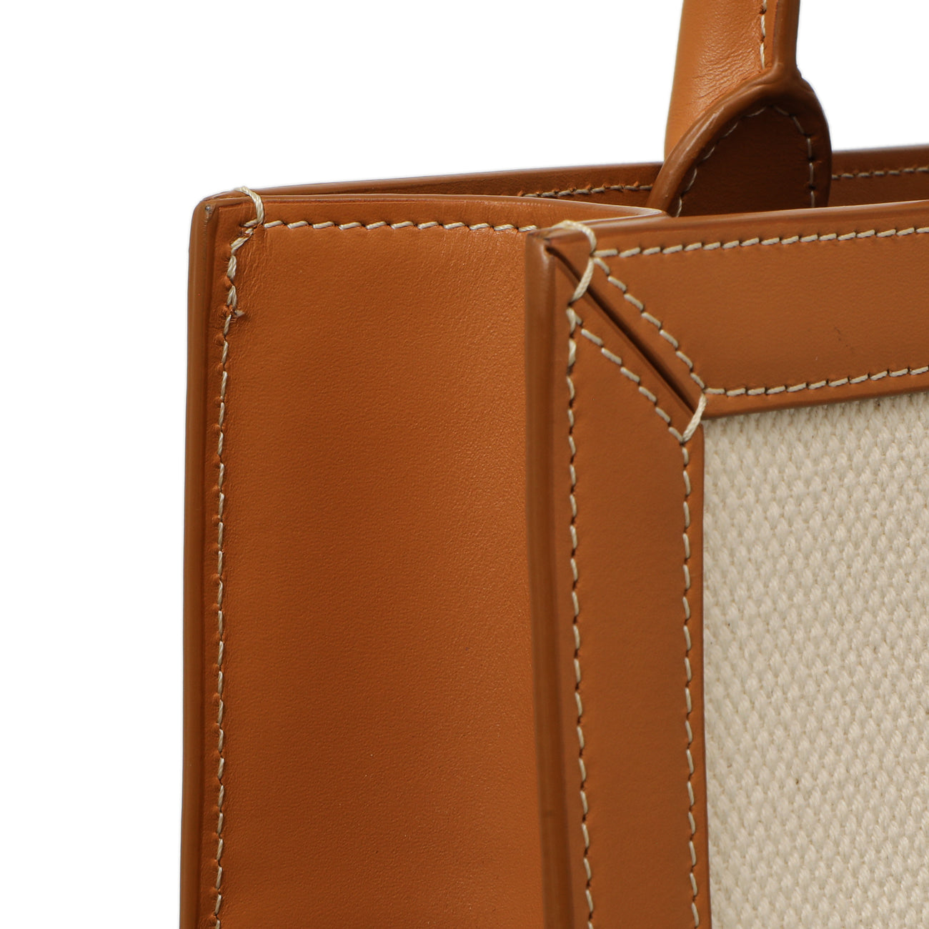 Exclusive Celine Natural Tan Canvas Calfskin Logo Print Small Vertical Cabas — Alternate View 8