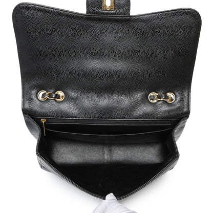 Exclusive Chanel Black Caviar Jumbo Single Flap — Top View