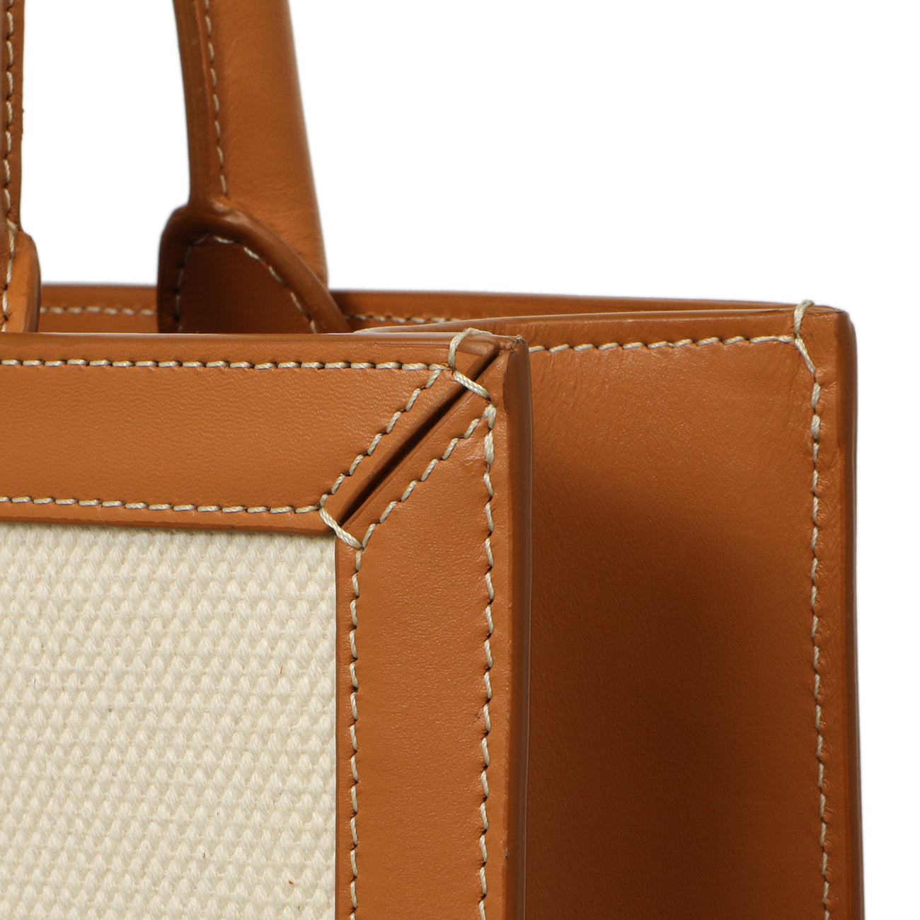 Exclusive Celine Natural Tan Canvas Calfskin Logo Print Small Vertical Cabas — Alternate View 9