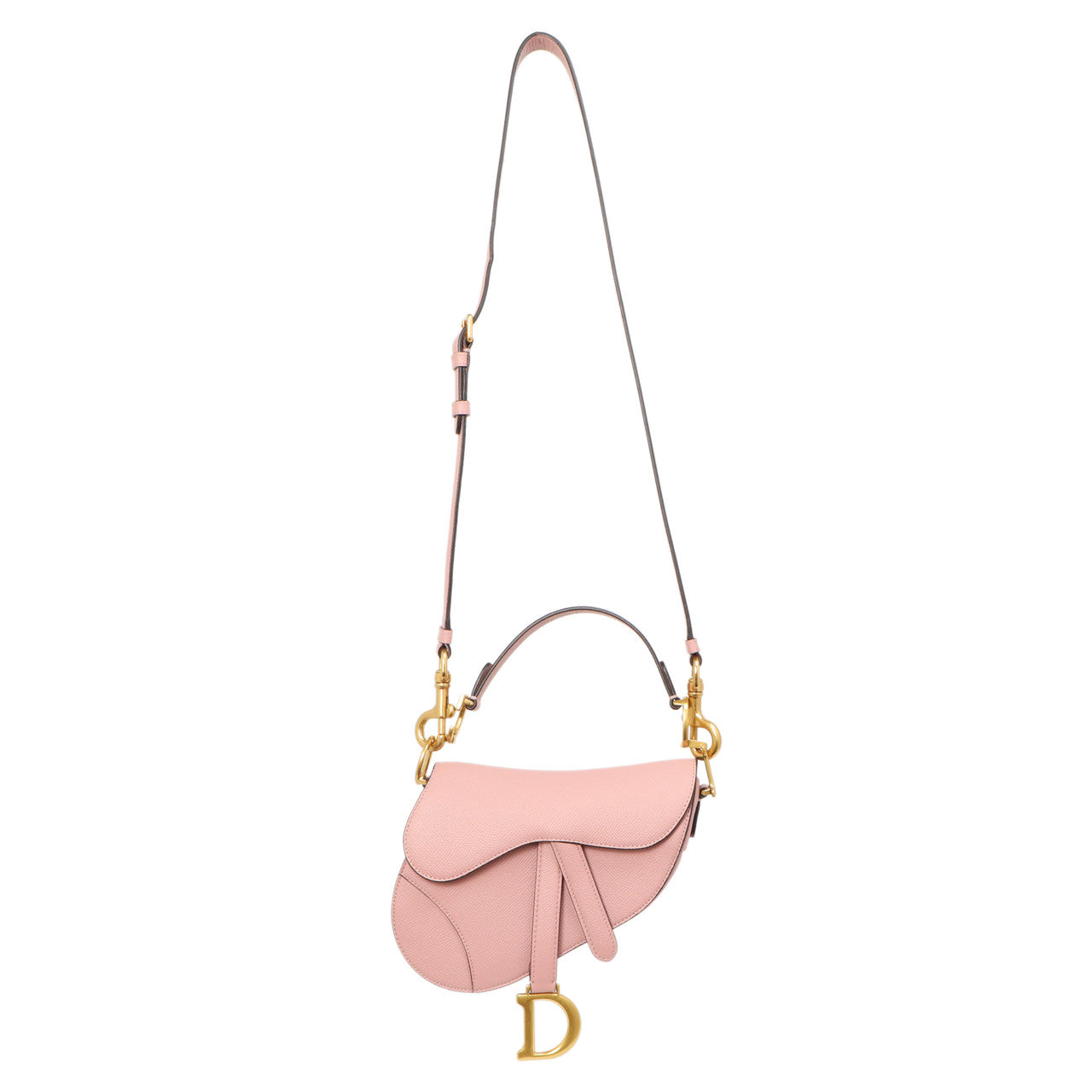 Exclusive Christian Dior Antique Rose Grained Calfskin Mini Saddle Bag — Front View