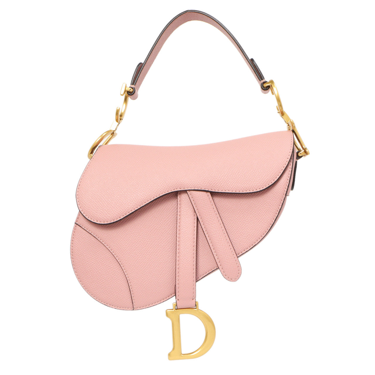 Exclusive Christian Dior Antique Rose Grained Calfskin Mini Saddle Bag — Side View