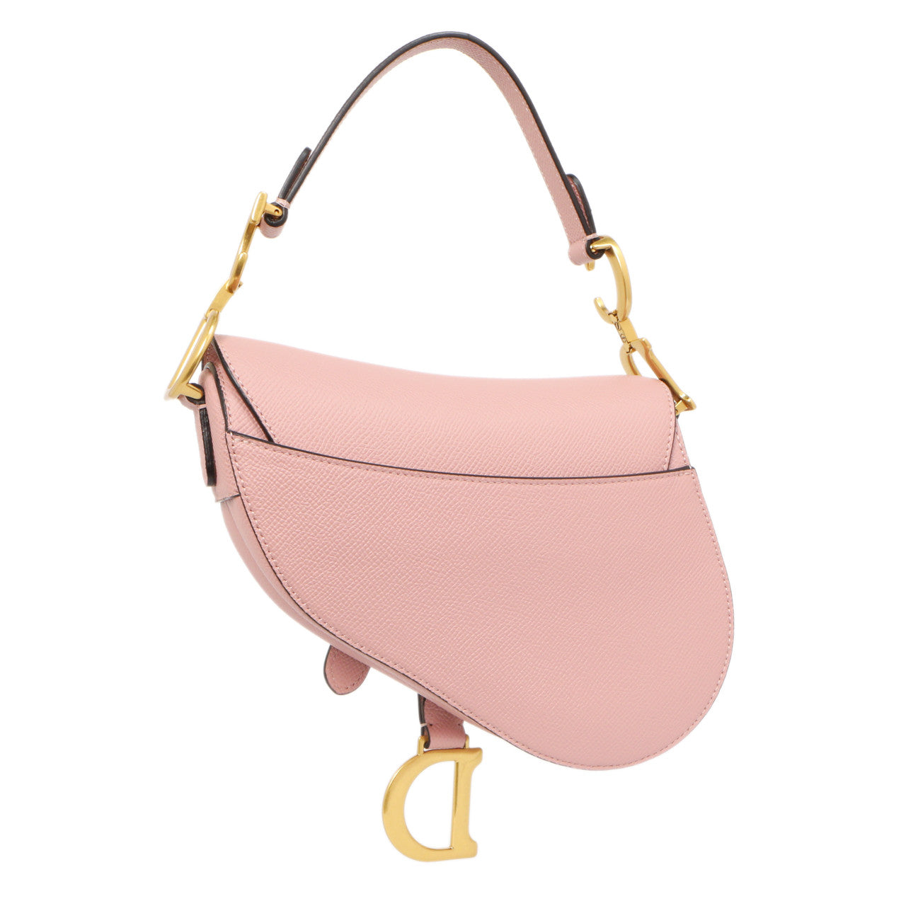 Exclusive Christian Dior Antique Rose Grained Calfskin Mini Saddle Bag — Back View