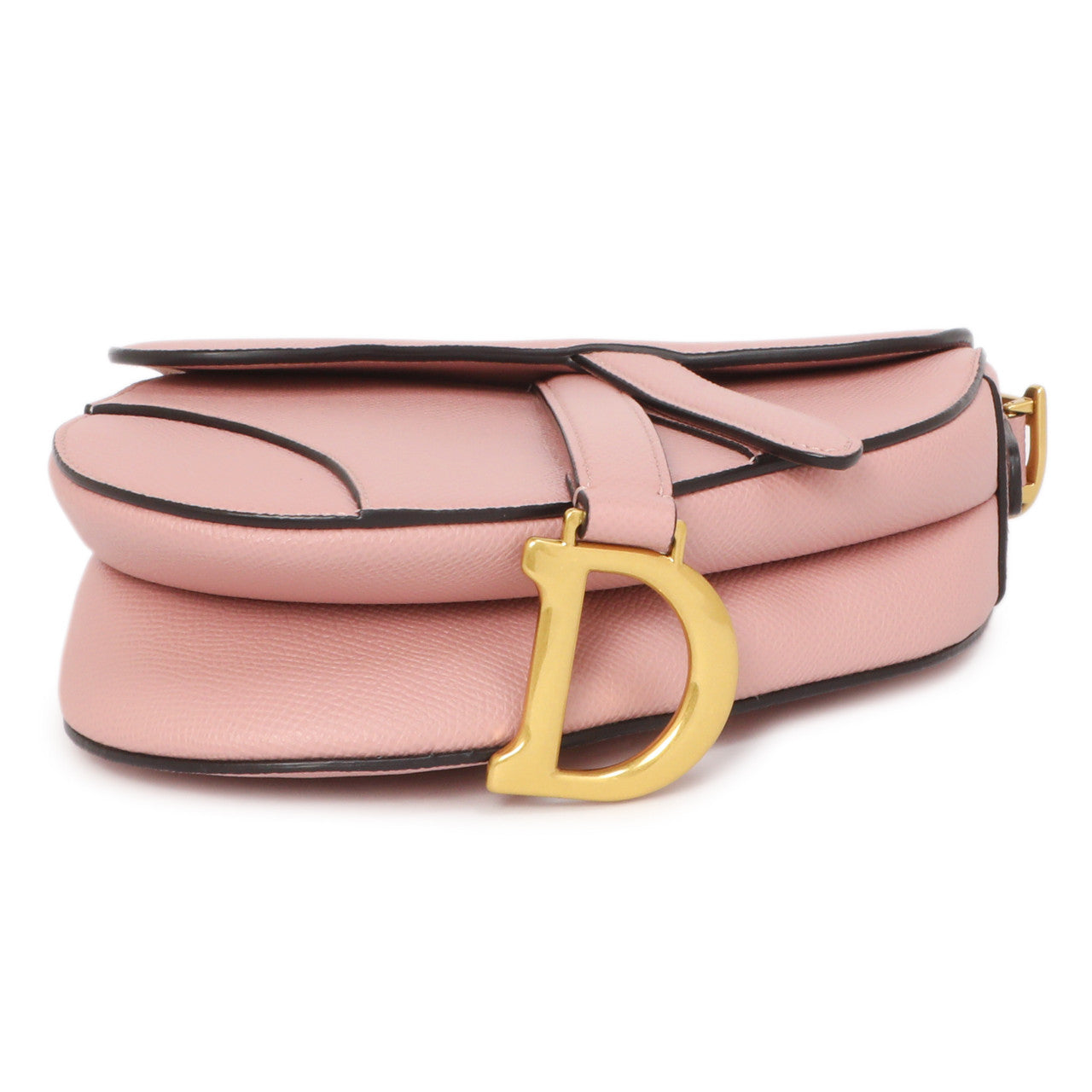 Exclusive Christian Dior Antique Rose Grained Calfskin Mini Saddle Bag — Top View