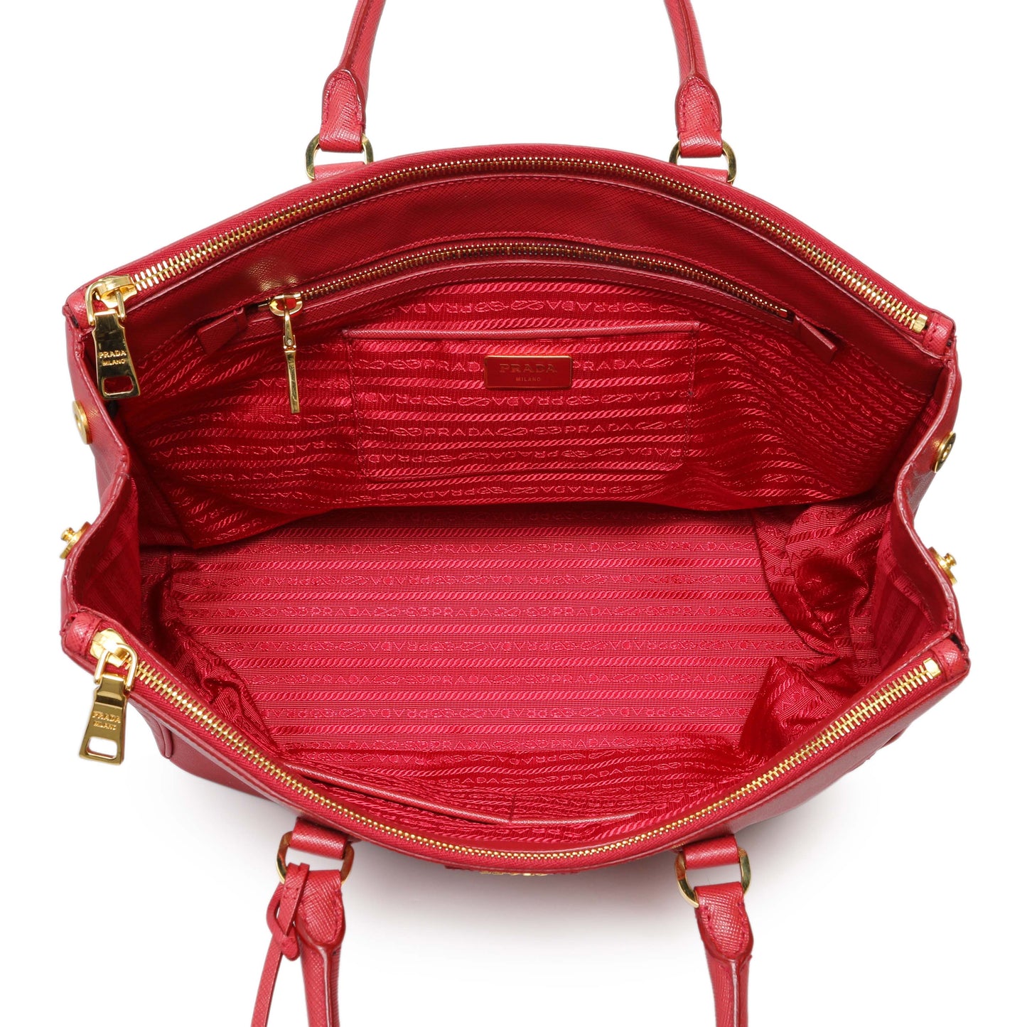 Exclusive Prada Fuoco Saffiano Galleria Double Zip Large — Top View