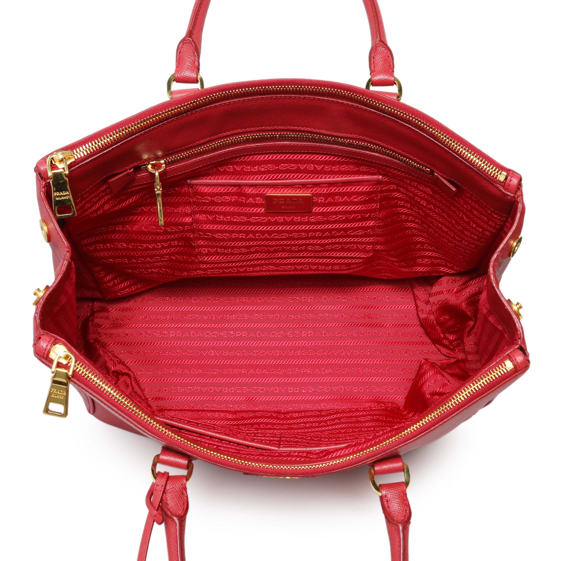 Exclusive Prada Fuoco Saffiano Galleria Double Zip Large — Top View