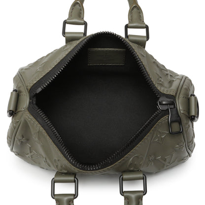 Exclusive Louis Vuitton Khaki Monogram Seal Keepall XS — Top View