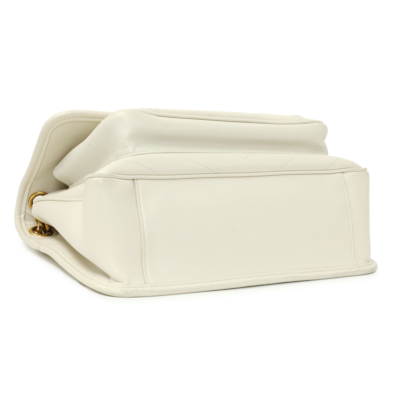 Exclusive Saint Laurent White Lambskin Matelasse Monogram Medium Niki Chain Satchel — Back View