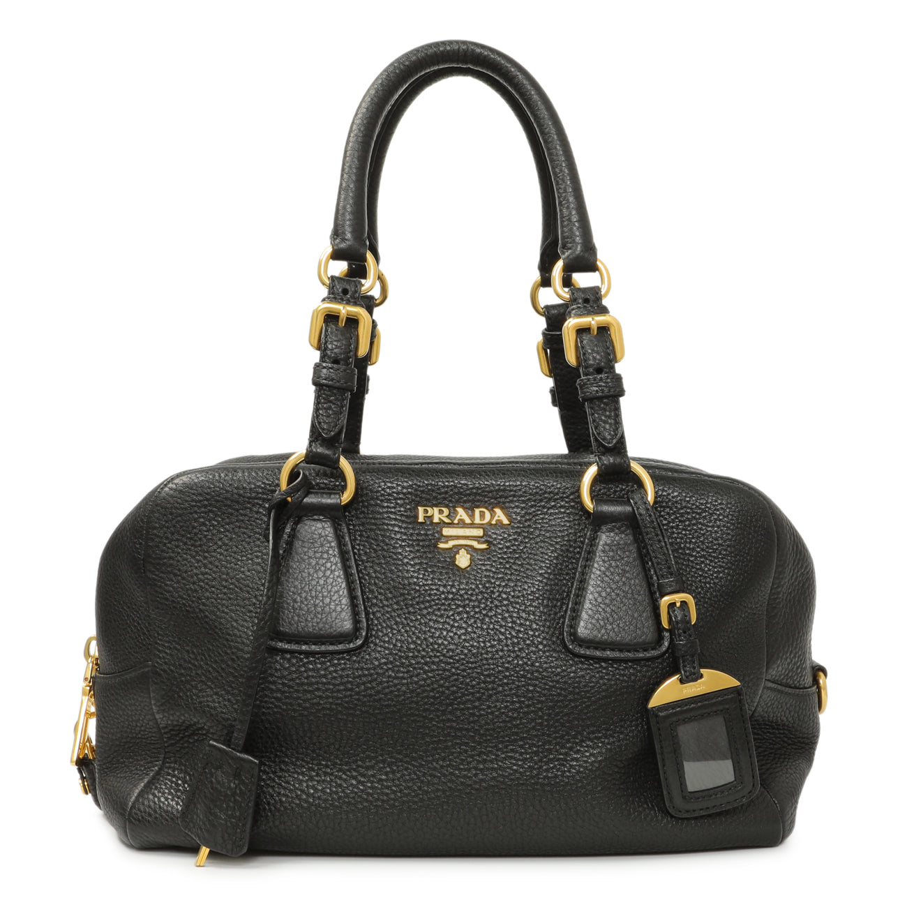 Exclusive Prada Black Vitello Daino Bauletto — Front View