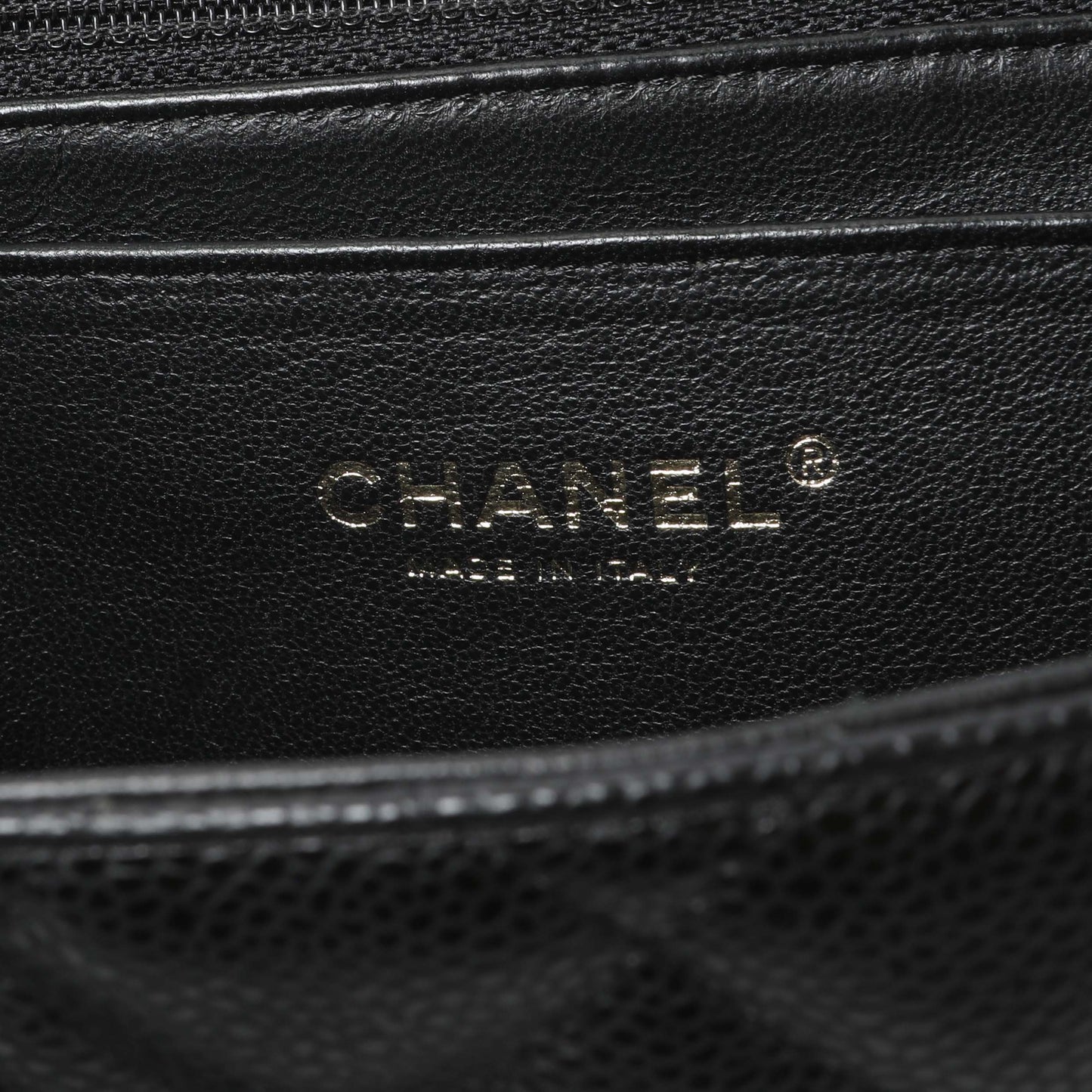 Exclusive Chanel Black Caviar Jumbo Single Flap — Detail View