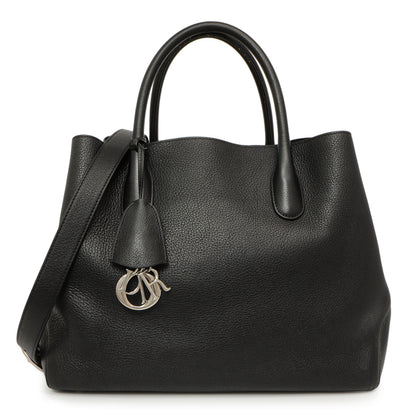 Exclusive Christian Dior Black Grained Calfskin Large Open Bar Tote — Front View