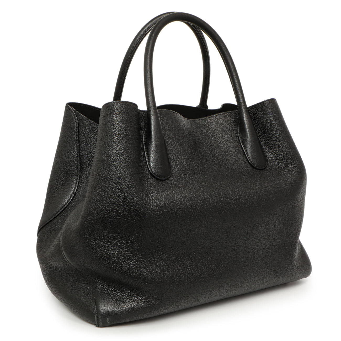 Exclusive Christian Dior Black Grained Calfskin Large Open Bar Tote — Side View