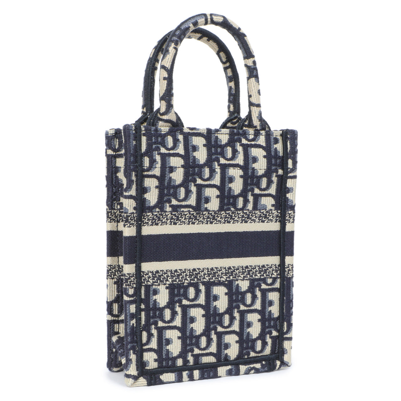 Exclusive Christian Dior Blue Oblique Mini Book Tote Phone Bag — Top View