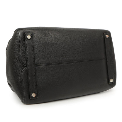 Exclusive Christian Dior Black Grained Calfskin Large Open Bar Tote — Back View