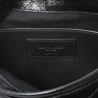 Exclusive Saint Laurent Black Crinkled Calfskin Matelasse Monogram Baby Niki Chain Satchel — Alternate View 9