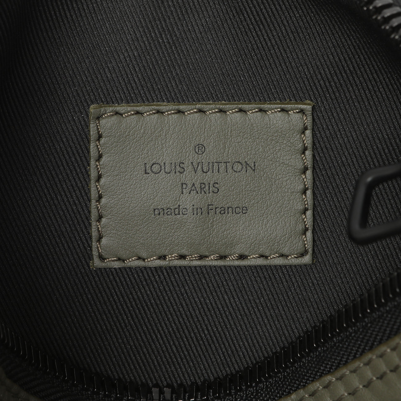 Exclusive Louis Vuitton Khaki Monogram Seal Keepall XS — Detail View