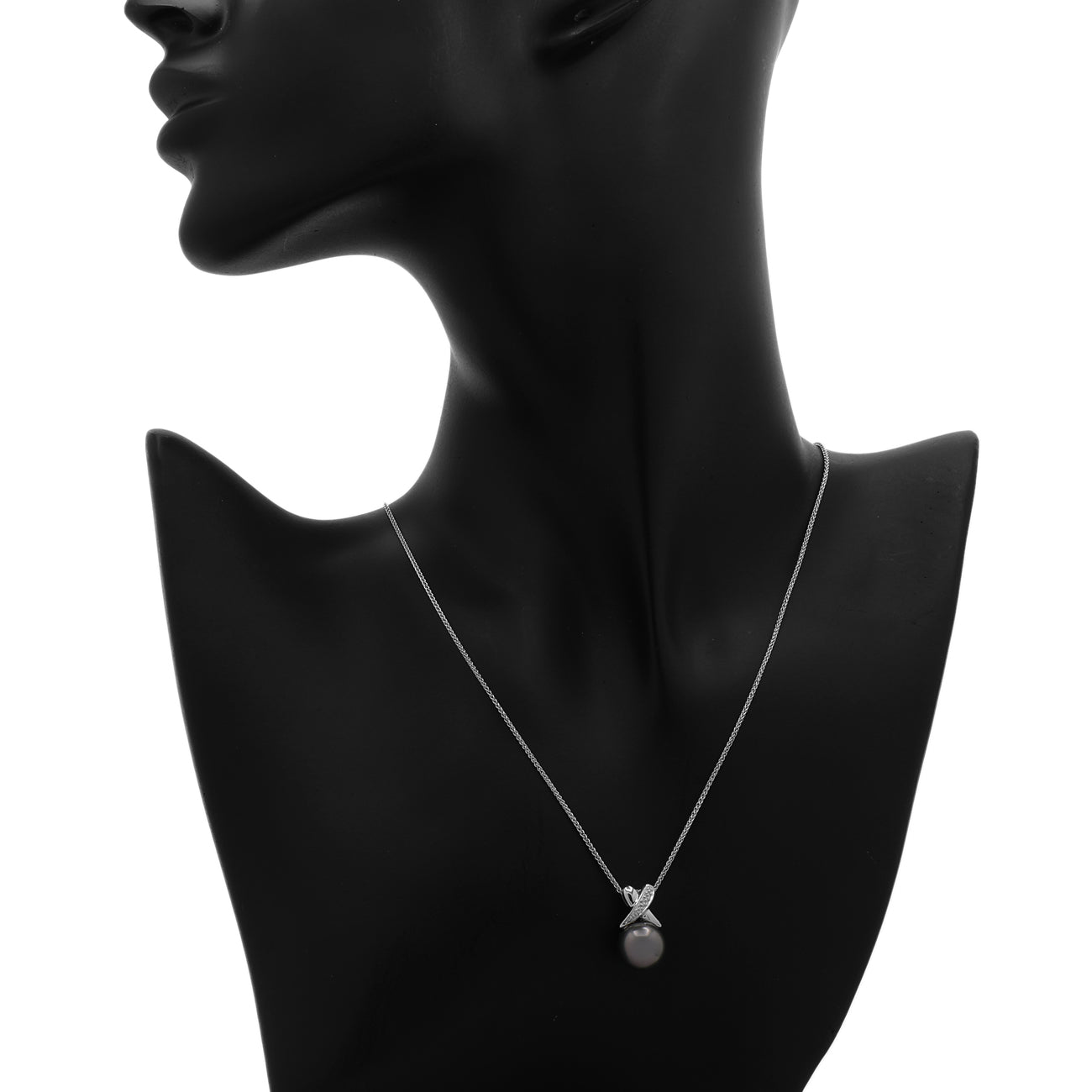 Exclusive 14K White Gold 10.7mm Tahitian Black Pearl Pendant — Back View