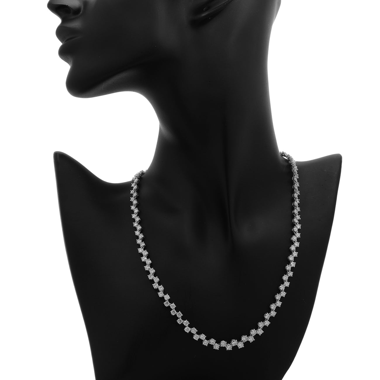 Exclusive 18K White Gold 13.38 Carat Riviere Diamond Necklace — Back View