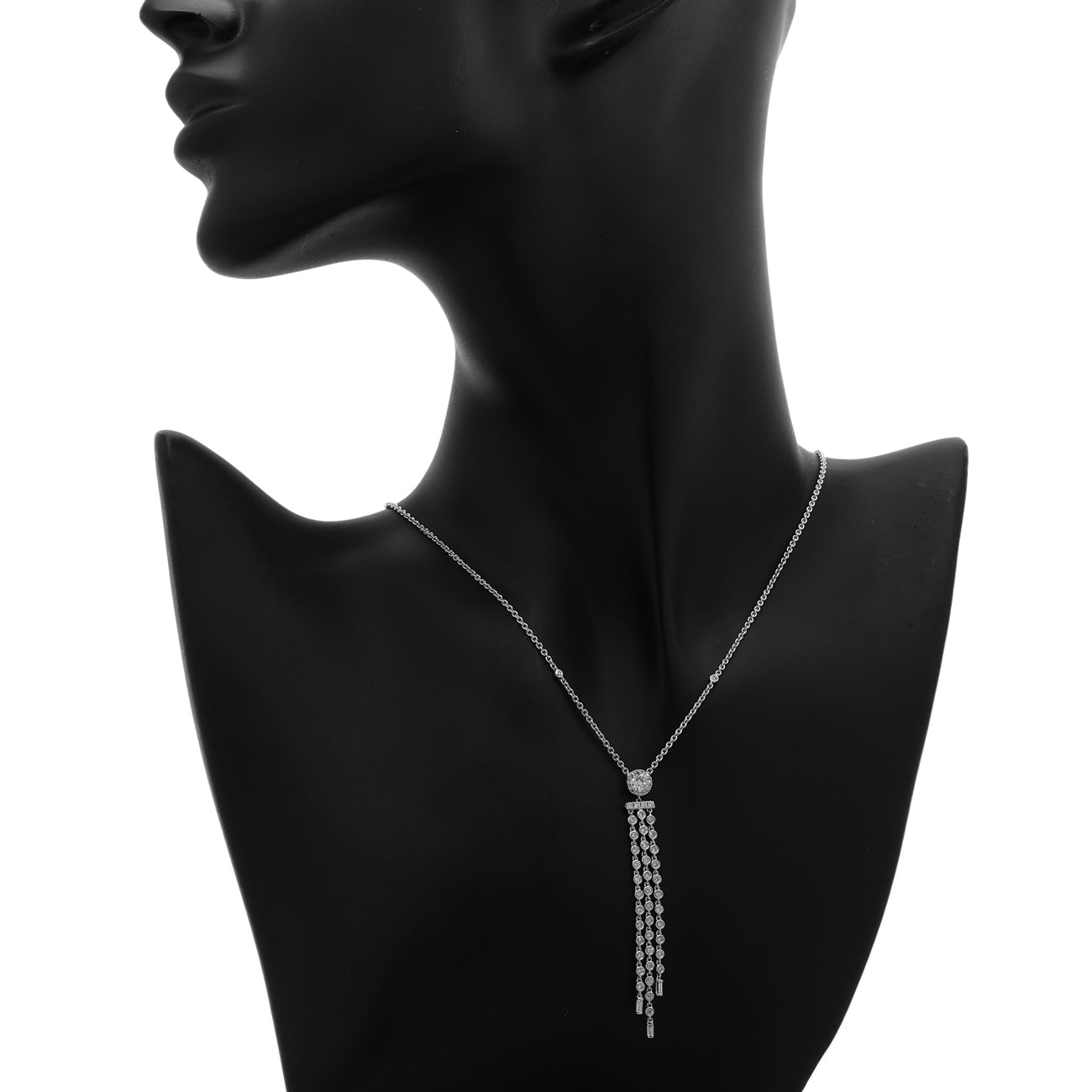 Exclusive 14K White Gold 0.98 Carat Lavaliere Diamond Pendant — Back View