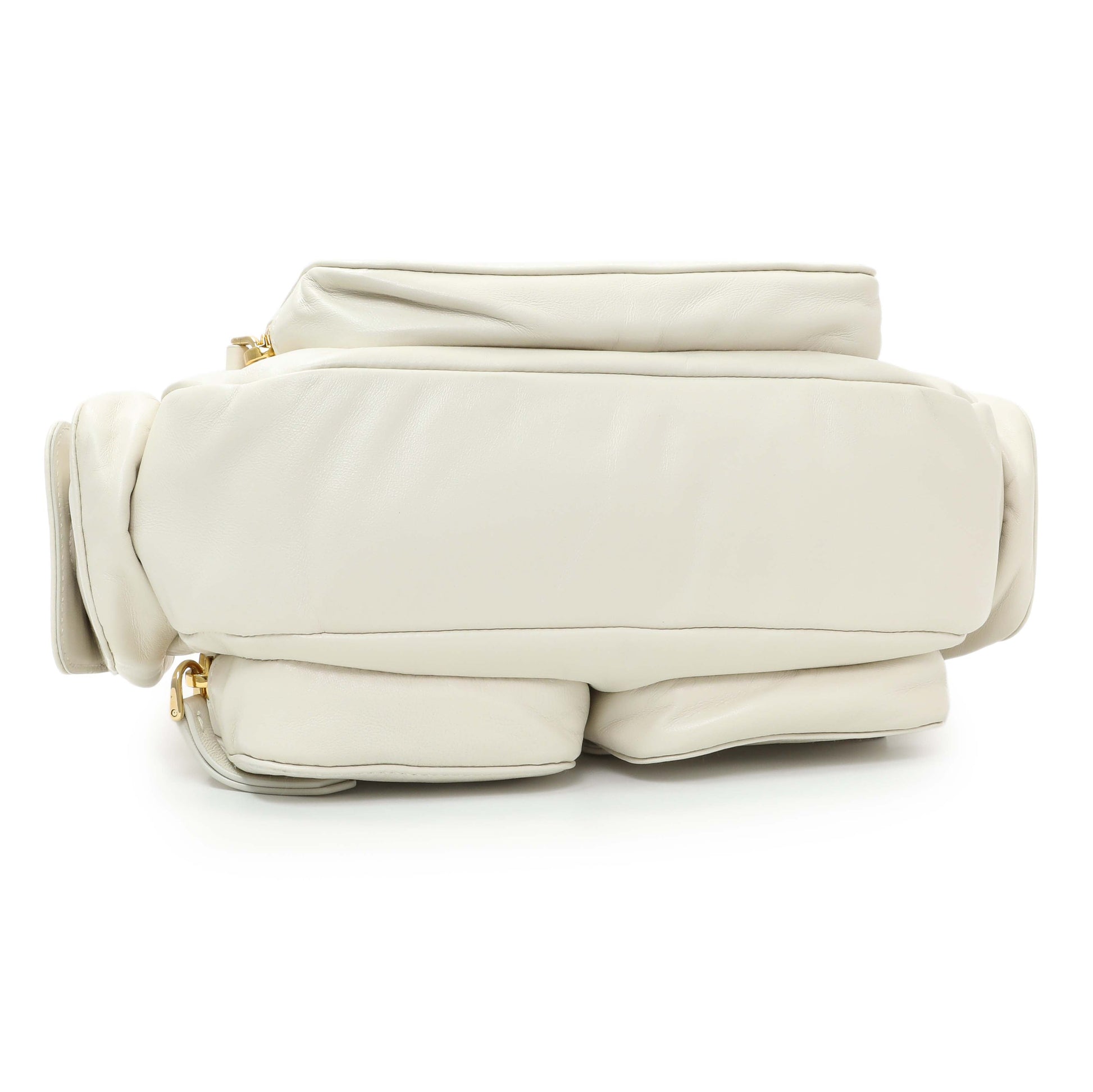 Exclusive Miu Miu White Nappa Leather Multi Pocket Hobo Bag — Back View