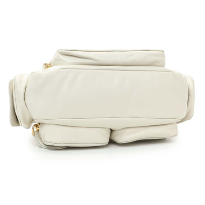 Exclusive Miu Miu White Nappa Leather Multi Pocket Hobo Bag — Back View
