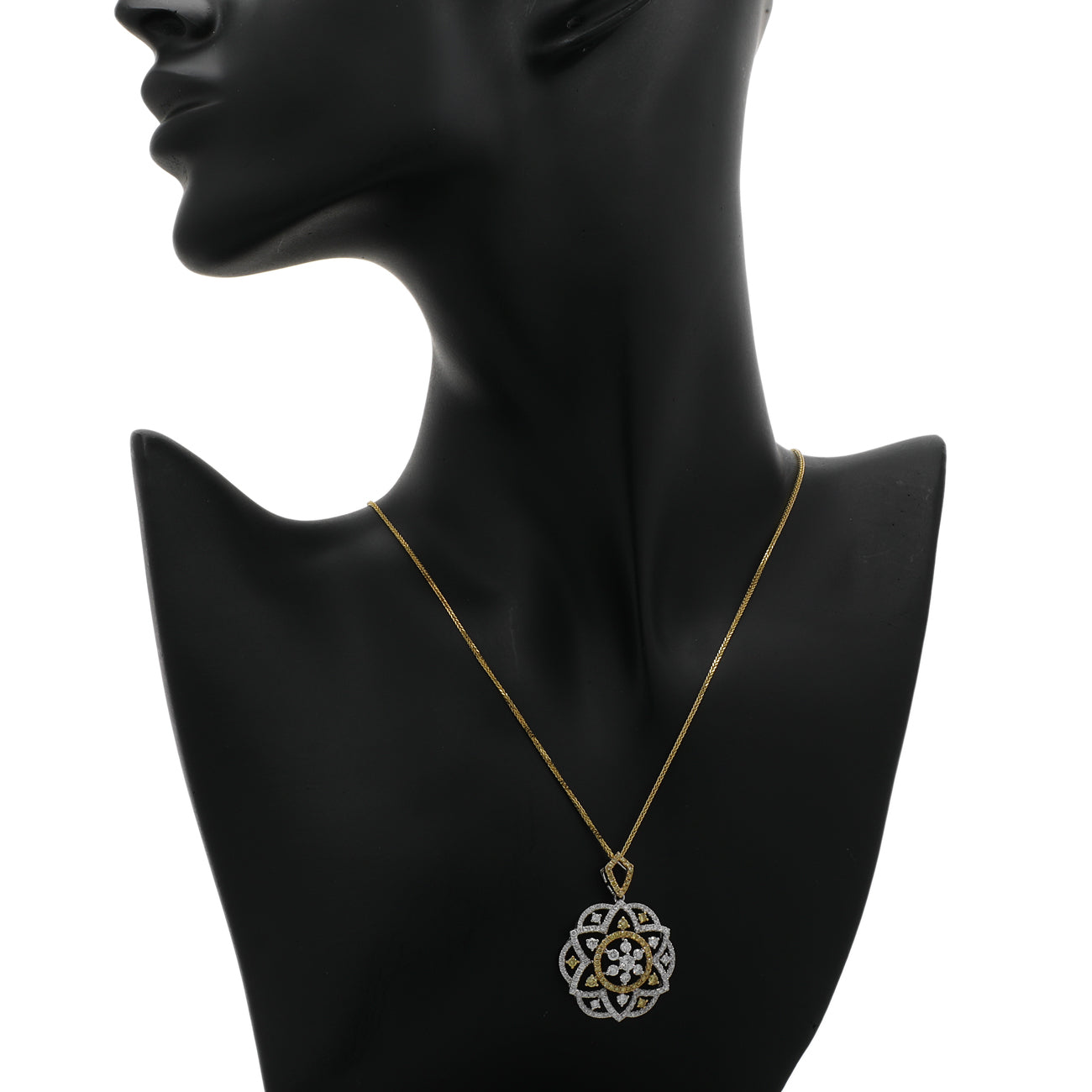 Exclusive 18K White/Yellow Gold 2.25 Carat Blossom Frame Pendant — Top View