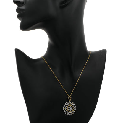 Exclusive 18K White/Yellow Gold 2.25 Carat Blossom Frame Pendant — Top View