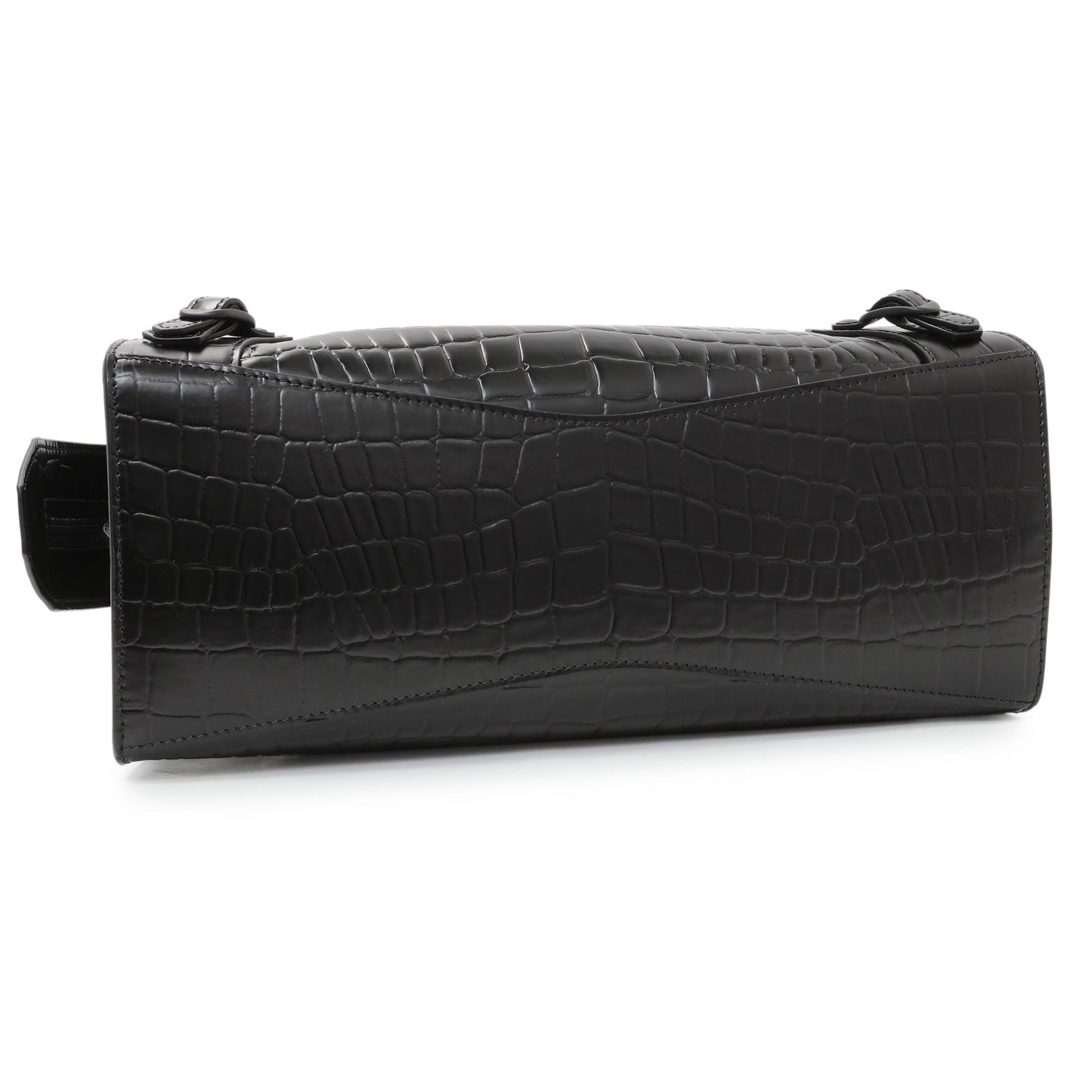 Exclusive Balenciaga Black Crocodile Embossed Neo Classic Hardware S City — Back View