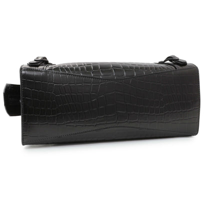 Exclusive Balenciaga Black Crocodile Embossed Neo Classic Hardware S City — Back View