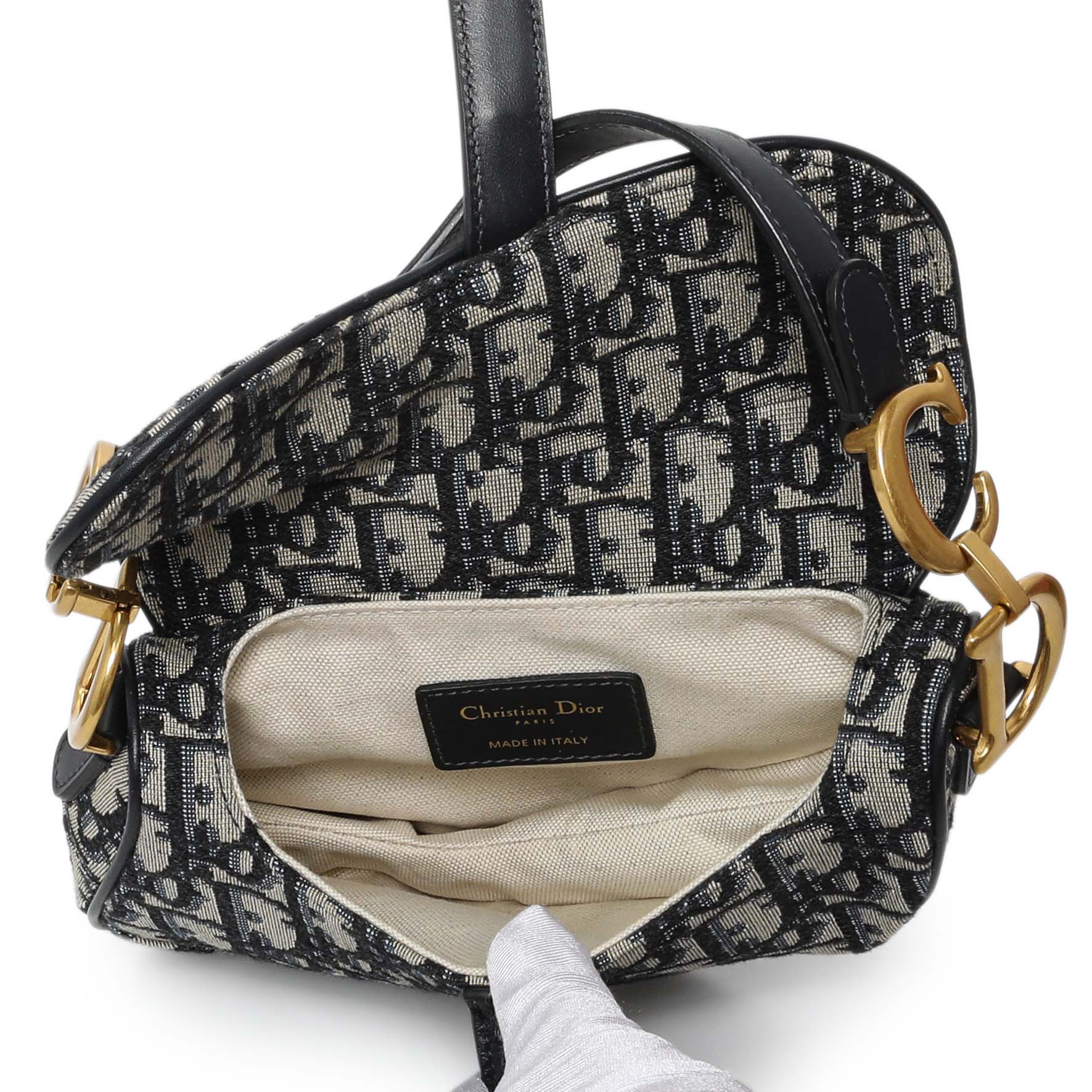Exclusive Christian Dior Oblique Mini Saddle Bag — Top View
