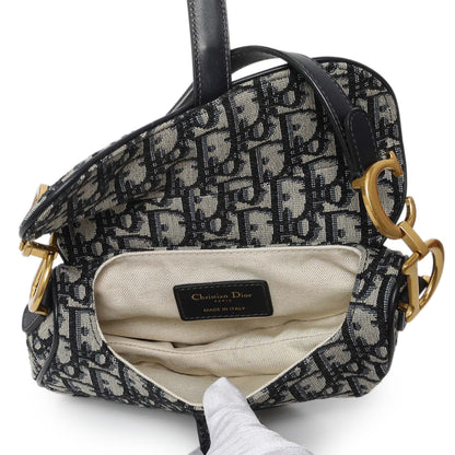 Exclusive Christian Dior Oblique Mini Saddle Bag — Top View