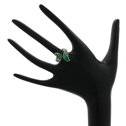 Exclusive 18K White Gold Cabochon Jadeite Coil Ring — 5.75 — Back View