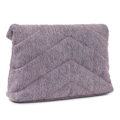 Exclusive Saint Laurent Bleached Lilac Quilted Denim Loulou Puffer Monogram Clutch — Side View