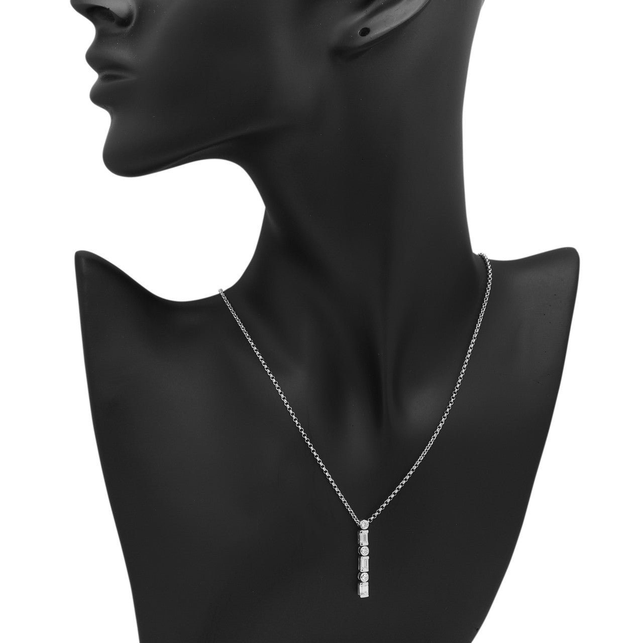 Exclusive 18K White Gold 0.57 Carat Diamond Pendant Necklace — Back View