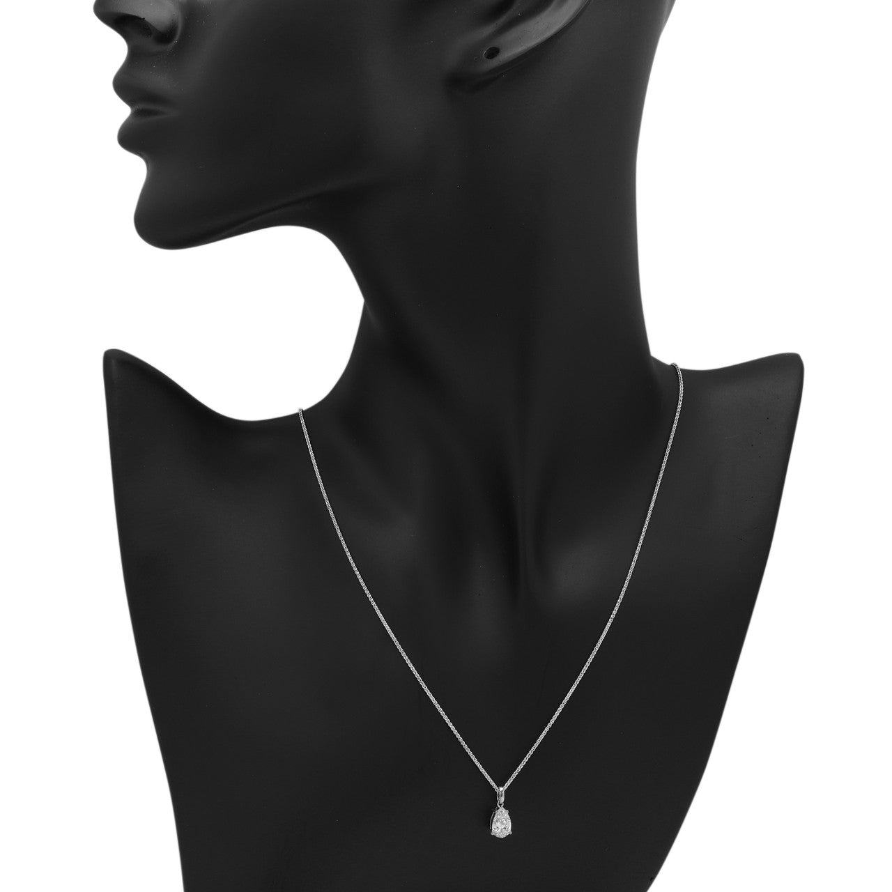 Exclusive 18K White Gold 0.76 Carat Pear Cut Diamond Solitaire Pendant — Back View