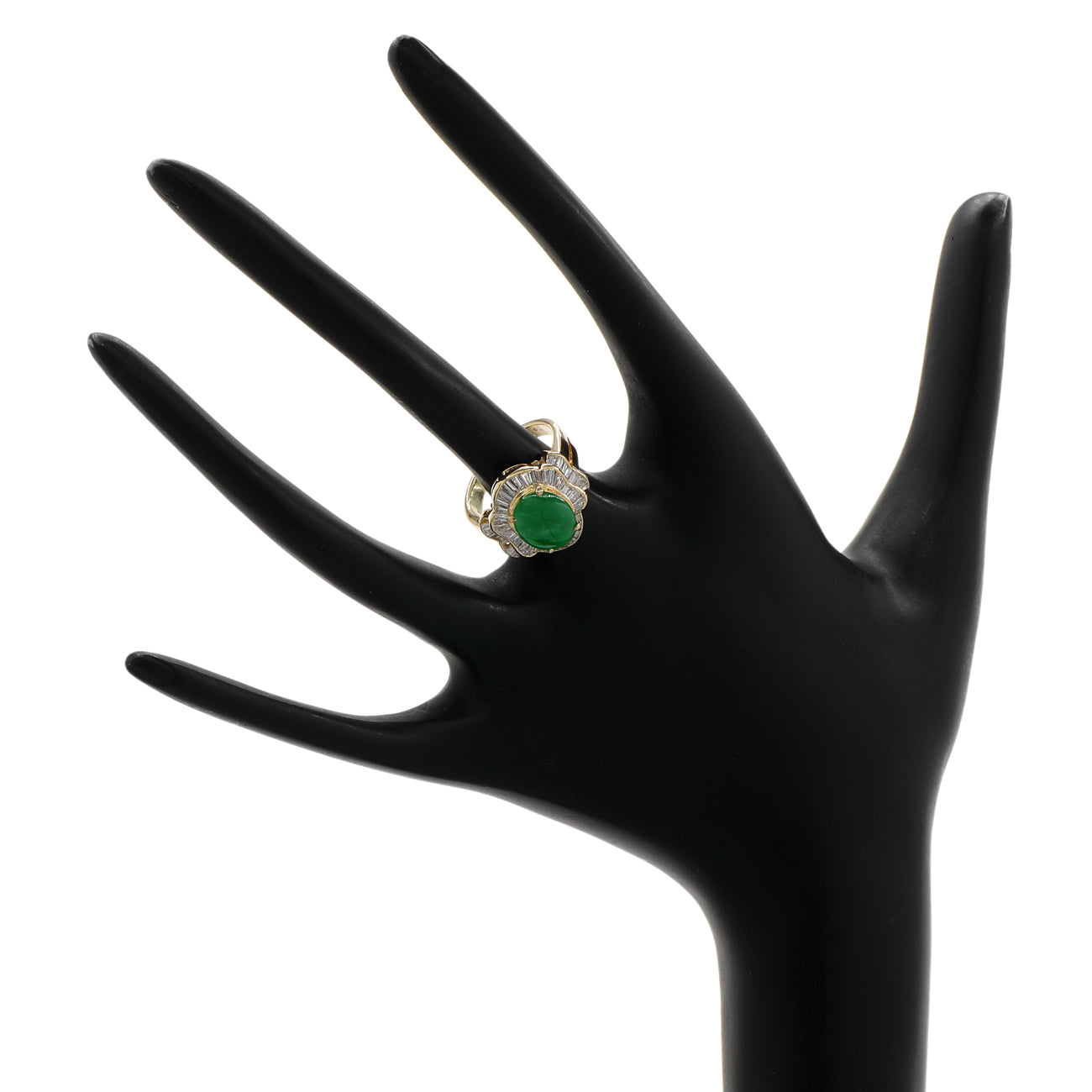 Exclusive 18K Yellow Gold Cabochon Jadeite Diamond Ring — 4.0 — Back View
