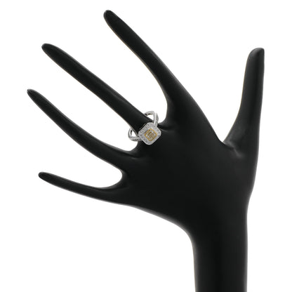 Exclusive 18K White Gold 0.78 Carat Fancy Intense Yellow Diamond Octagonal Ring — 4.5 — Back View