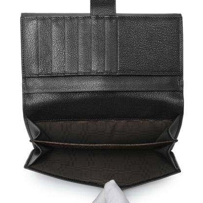 Exclusive Salvatore Ferragamo Black Calfskin Vara Bow Wallet — Detail View