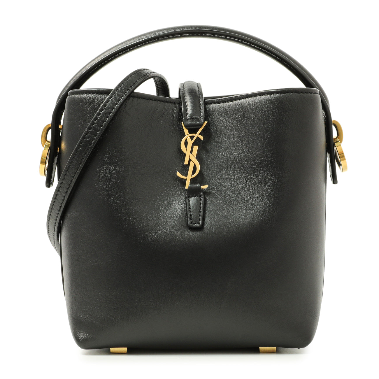 Exclusive Saint Laurent Black Calfskin Le 37 Mini Bucket Bag — Front View