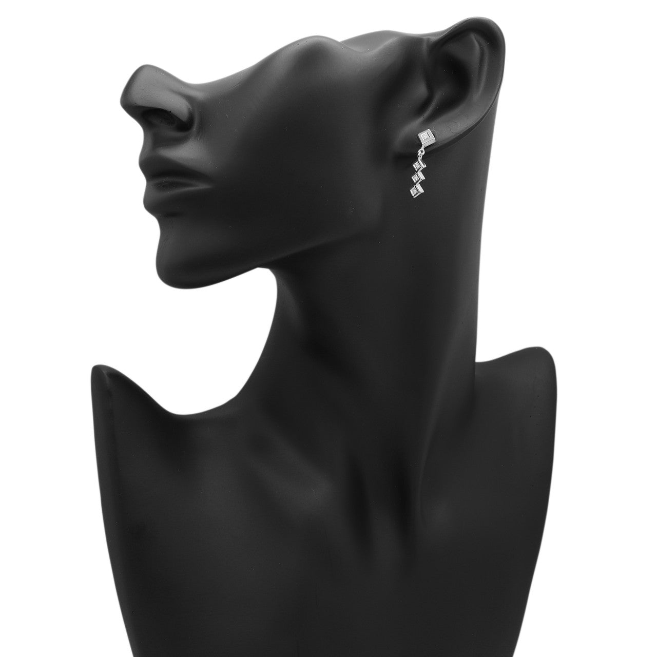 Exclusive 18K White Gold Diamond Drop Earrings — Back View