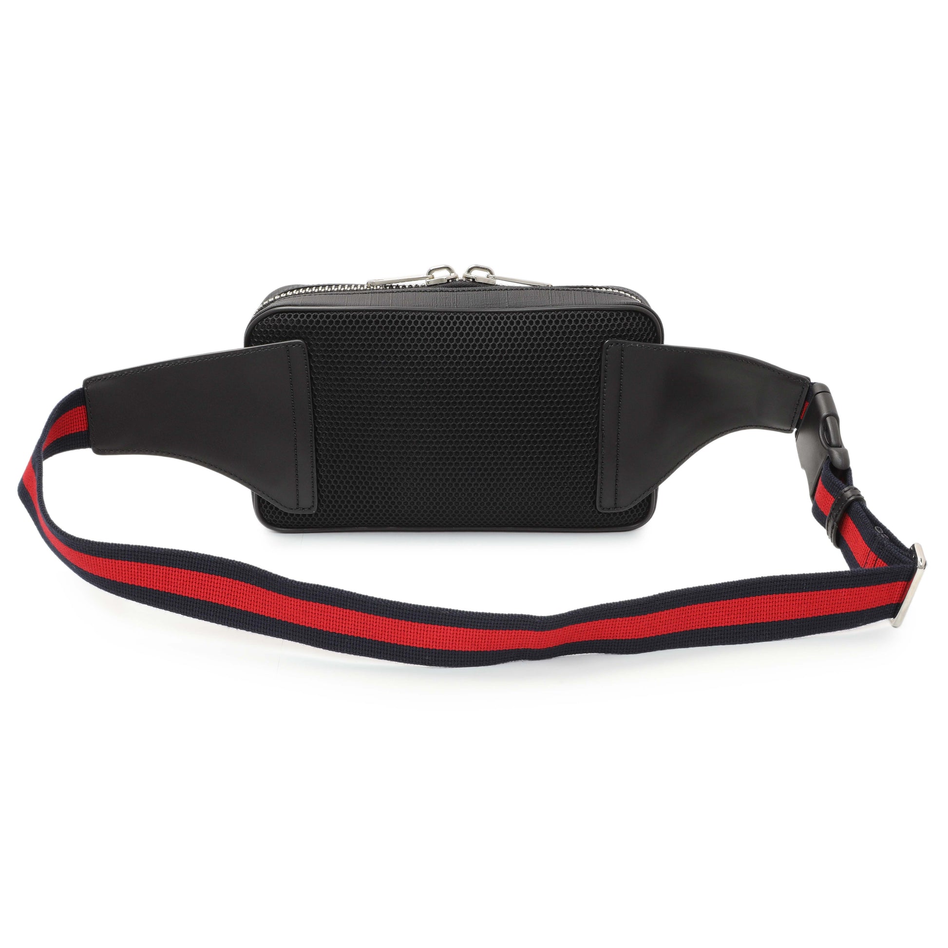 Exclusive Gucci Black Soft GG Supreme Monogram Web Belt Bag — Side View