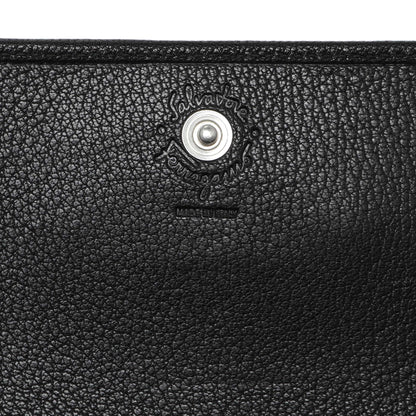 Exclusive Salvatore Ferragamo Black Calfskin Vara Bow Wallet — Lifestyle View