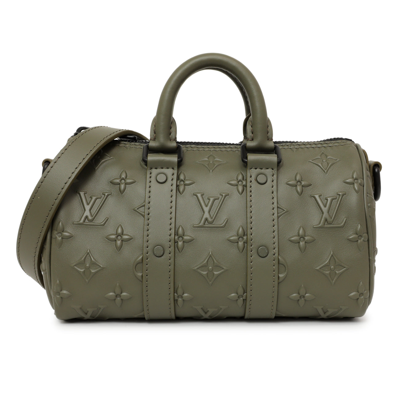 Exclusive Louis Vuitton Khaki Monogram Seal Keepall XS — Front View