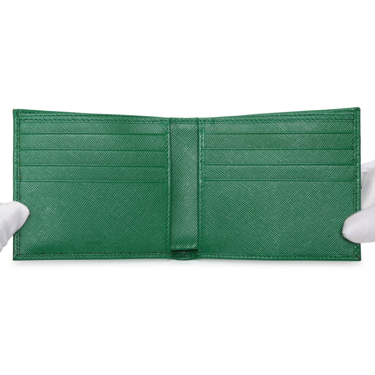Exclusive Prada Green Saffiano Bifold Wallet — Top View