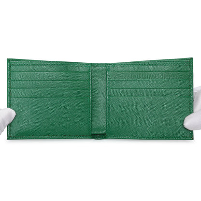 Exclusive Prada Green Saffiano Bifold Wallet — Top View